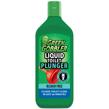 Green Gobbler Liquid Toilet Plunger - Clears Toilet Clogs Fast, No Plunger Needed -Bleach Free, Safe for Pipes and Septic, 12oz