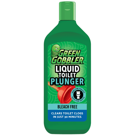 Green Gobbler Liquid Toilet Plunger - Clears Toilet Clogs Fast, No Plunger Needed -Bleach Free, Safe for Pipes and Septic, 12oz