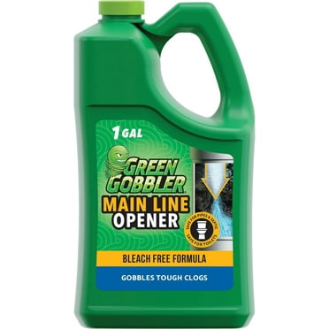 Green Gobbler Main Line Drain Opener and Clog Remover Liquid, Bleach-Free - 1 Gallon