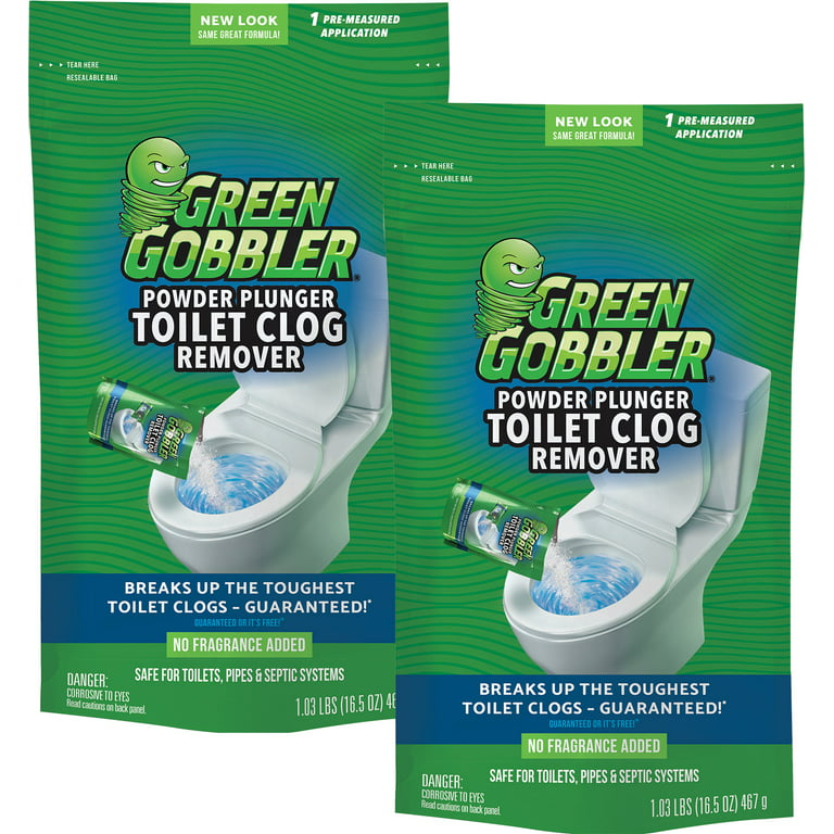 Green Gobbler Pro-Power Industrial Strength Grease and Hair Drain Clog  Remover Gel - Safe for Pipes, Toilets and Septic, 2 PACK 