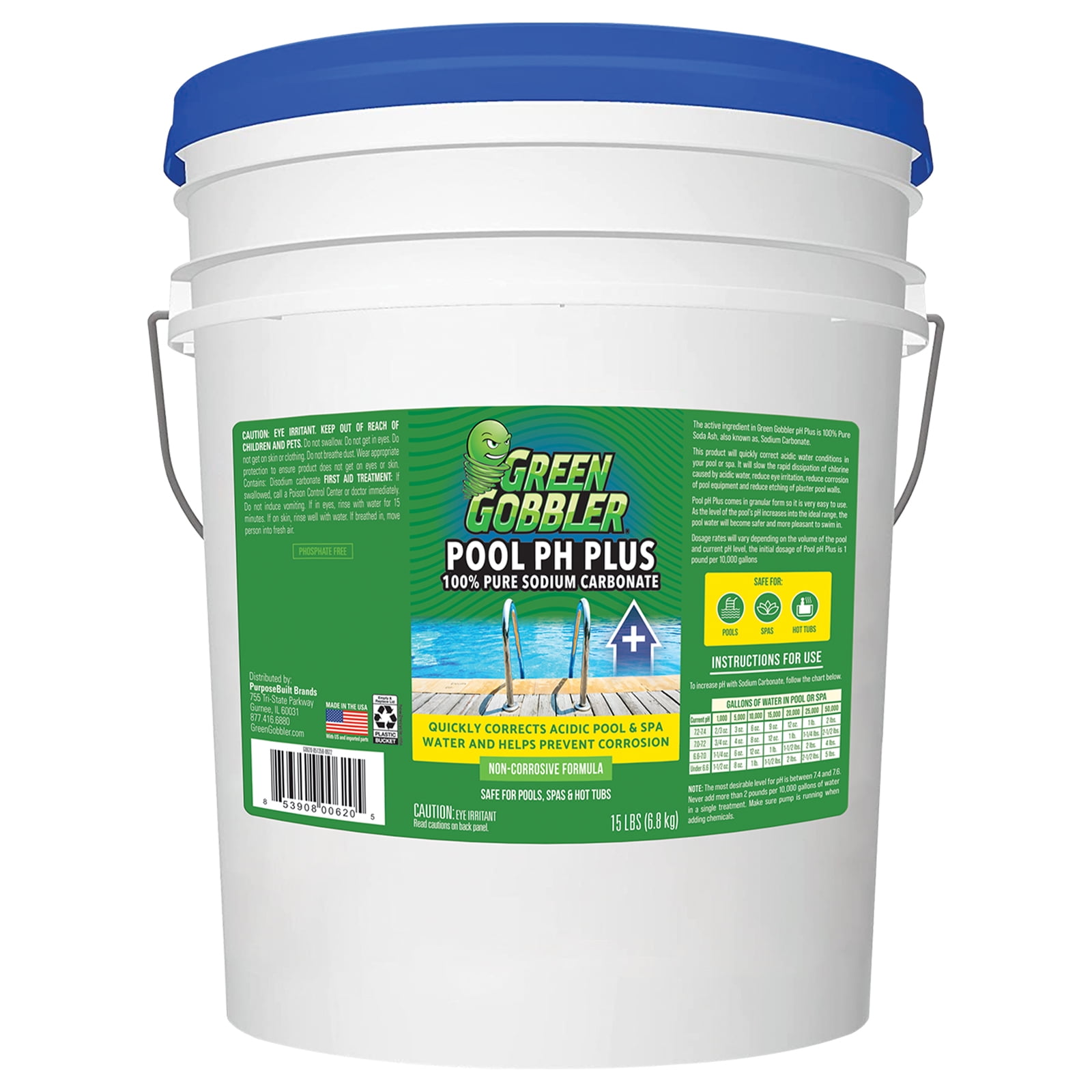 Green Gobbler Pool pH Plus pH Increaser for Pools, Hot Tubs, Spas to
