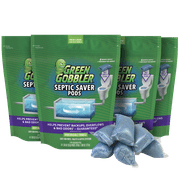 Green Gobbler Septic Saver Bacteria Enzyme Pacs | 2 Year Septic Tank Supply | Septic Tank Treatment Packets, 4 Pack