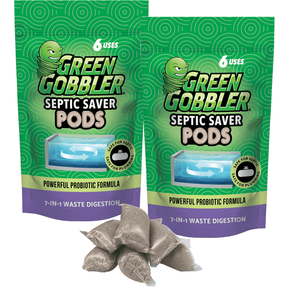 Green Gobbler Septic Saver Septic Tank Treatement Pods - Use Monthly to Reduce Backups, Overflows and Foul Odor - 12 Month Supply