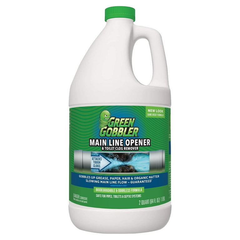  Green Gobbler Industrial Strength Grease and Hair Drain Clog  Remover - Drain Cleaner Gel, Safe for Pipes, Toilets, Sinks, Tubs, Drains &  Septic Systems, 64 fl. oz. : Health & Household