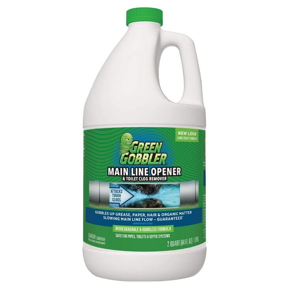 Green Gobbler Ultimate Main Drain Opener | Drain Cleaner Hair Clog Remover | Works On Main Lines, Sinks, Tubs, Toilets, Showers, Kitchen Sinks | 64 fl. oz.