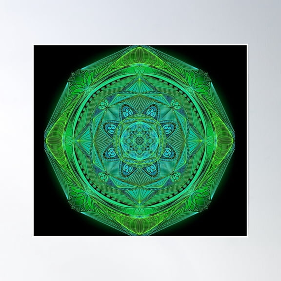 Green Goddess Mandala Poster Wall Art, Modern Wall Decor, 8x12 UNFRAMED