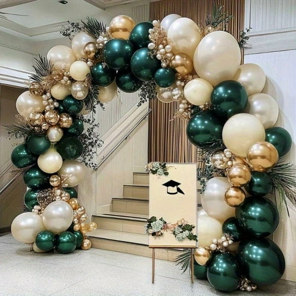 Green and Gold Balloon Arch Kit, Dark Emerald Green Hunter Forest Sage Green Metallic Gold Balloon Garland kit, 18 12 5 Inch Balloons for Birthday Wedding Jungle Safari Party