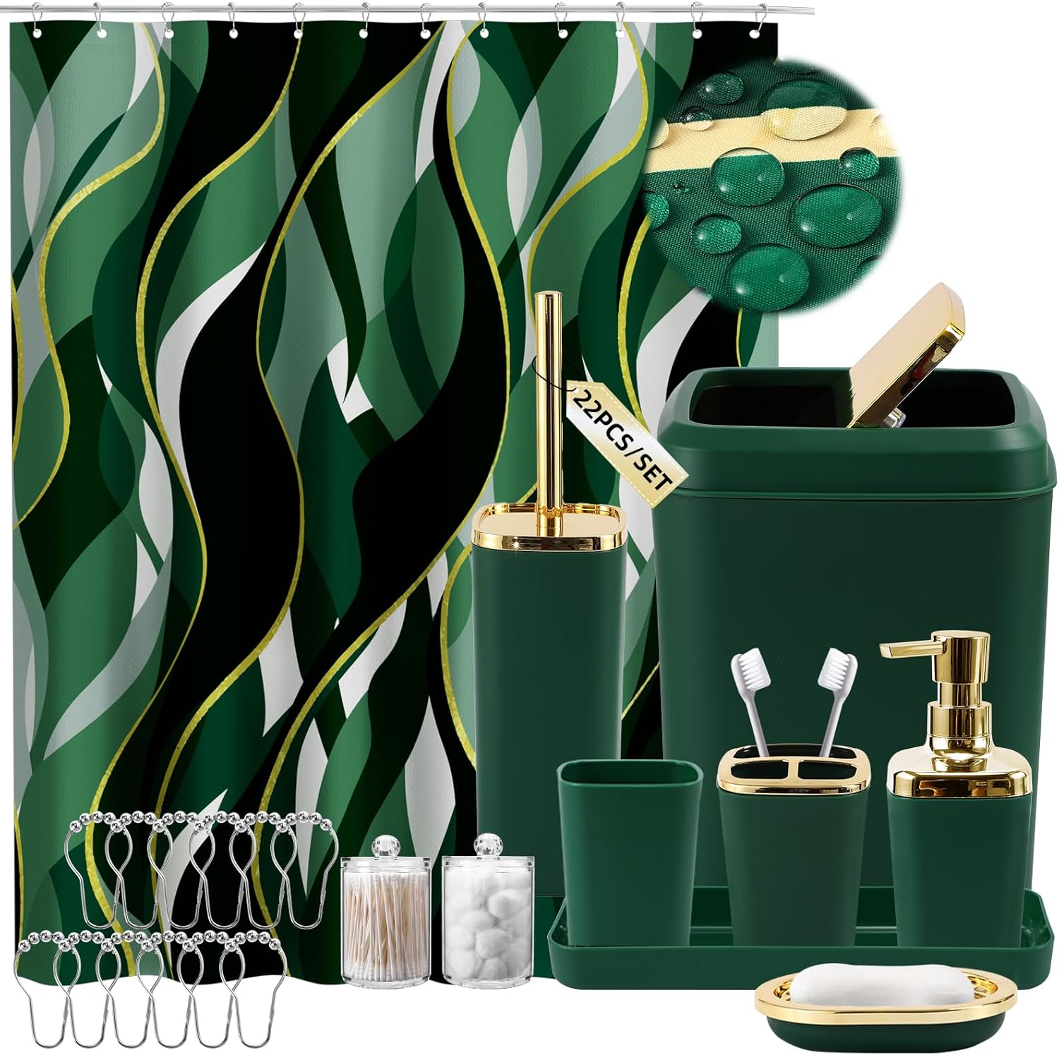 Green Bathroom Accessories Setnull