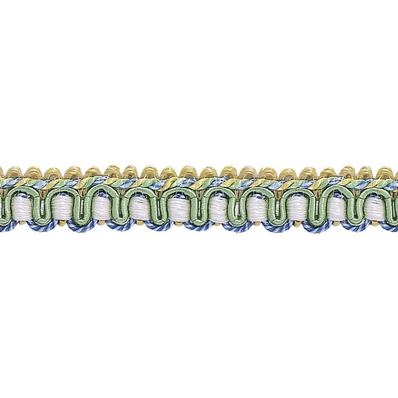 Green, Gold, Blue 1/2 inch Imperial IIGimp Braid Style# 0050IG Color: MOUNTAIN SPRING - 4668 (Sold by The Yard)