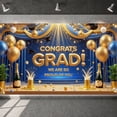 thumbnail image 1 of Green & Gold Congrats Grad Banner Graduation Cap Design Grad Party Backdrop Balloon Decor Glitter Accent for Graduation Party College Graduation Indoor Celebration, 1 of 3