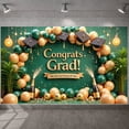 thumbnail image 1 of Green & Gold Congrats Grad Banner Graduation Cap Design Grad Party Backdrop Balloon Decor Glitter Accent for Graduation Party College Graduation Indoor Celebration, 1 of 3