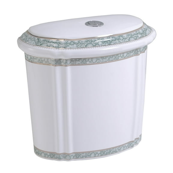 Green and Gold Dual Flush Toilet Tank Part Only Grade A Vitreous China 0.8 GPF/1.6 GPF WaterSense ASME Compliant Toilet Tank Replacement Part forItem 12816 | Renovators Supply