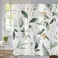 thumbnail image 1 of Green and Gold Leaf Shower Curtain, Sage Eucalyptus Leaves with Gold Branches Botanical Plants Fabric Bathroom Curtain Home Decor Waterproof Washable 12 Hooks, 84" Lx72 W, 1 of 6