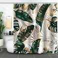 thumbnail image 1 of Bevtee Green Gold Leaves Shower Curtain, Tropical Palm Leaf Jungle Rainforest Plants Modern Boho Bathroom Curtain, 72x72, 1 of 6