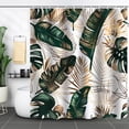thumbnail image 1 of Bevtee Green Gold Leaves Shower Curtain, Tropical Palm Leaf Jungle Rainforest Plants Modern Boho Bathroom Curtain, 72x72, 1 of 6