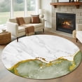 thumbnail image 1 of Green Gold Marble 6ft Round Rugs, Modern Abstract Marble Crack Texture Washable Non-Slip Area Rugs for Living Room Bedroom Kitchen, Soft Low Pile Dining Room Kicthen Circle Carpet, Indoor Floor Rug, 1 of 9
