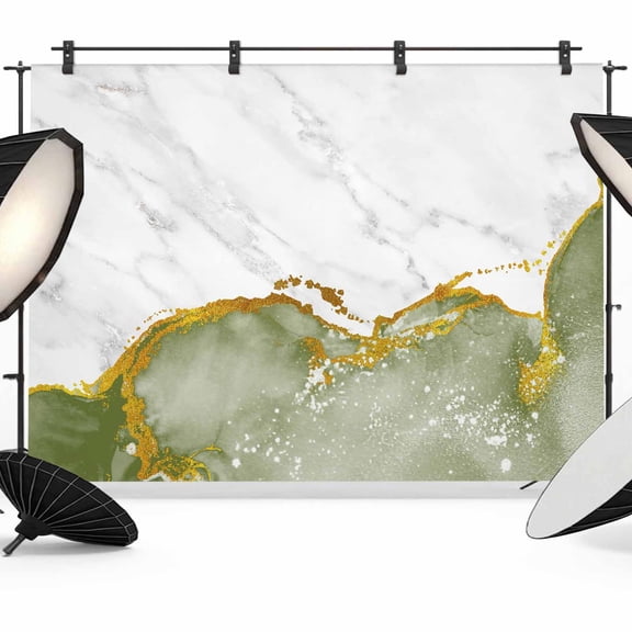 Green Gold Marble Backdrop for Photoshoot,Photography Photo Studio Background Wall Backdrop,Modern Abstract Marble Crack Texture Back Drop Banner Panel for Portraits Wedding Live Streaming 12x8Ft