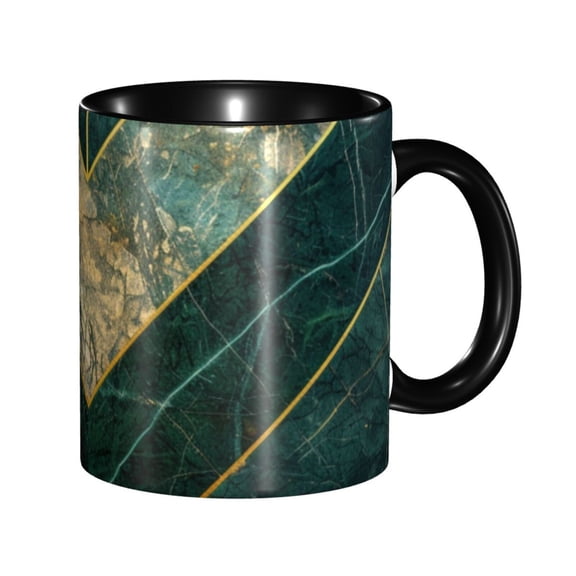 Green Gold Marble Coffee Mug Fun Custom Ceramic Mugs 11oz Black
