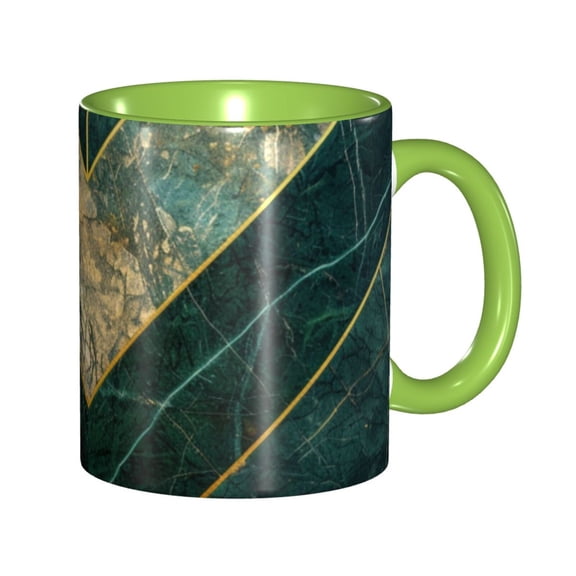 Green Gold Marble Coffee Mug Fun Custom Ceramic Mugs 11oz Green