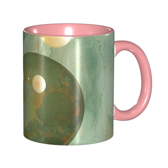 Green Gold Marble Coffee Mug Fun Custom Ceramic Mugs 11oz Pink