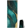 thumbnail image 1 of Green and Gold Marble Glitter Waves Pattern Hot Yoga Mat Towel Non Slip for Hot Yoga - Quick-Drying Yoga Mat Cover with 4 Corner Pockets with Travel Bag - Hot Yoga Towel Non Slip 70"x26", 1 of 6