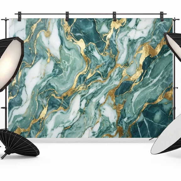 Green Gold Marble Photography Backdrop 10x8FT, Luxury Gorgeous Modern Abstract Photo Backdrops, Background for Photography Studio Photo Studio Background, Back Drop for Photoshoot