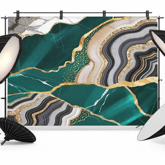 Green Gold Marble Photography Backdrop 7x5FT, Glitter Geometric Marble Foil Texture Photo Backdrops, Background for Photography Studio Photo Studio Background, Back Drop for Photoshoot