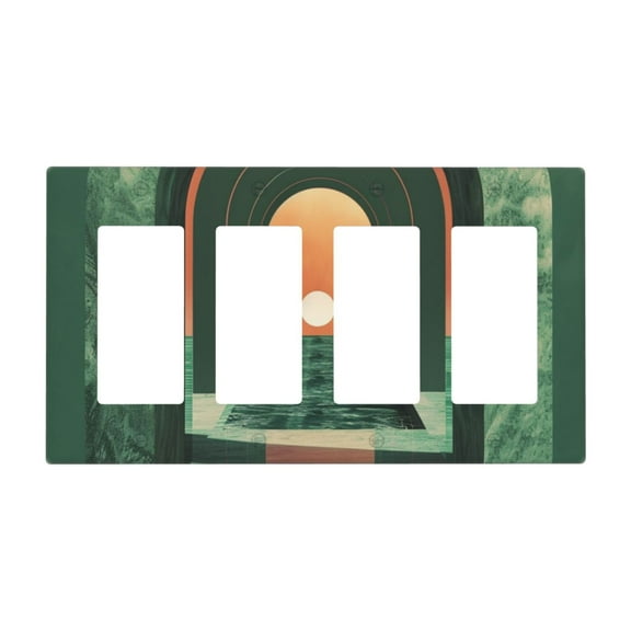 Green Gold Marble Switch Cover Decorative Wall Plate / 4-Gang 4-Decor / Standard Size 4.5x8 in