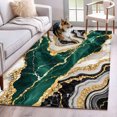 Green Gold Marble Texture Non-Slip Non-Shedding Floor Mat, Abstract ...