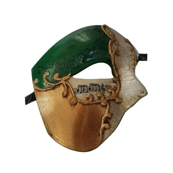 Green Gold Music Phantom of the Opera Men's Venetian Half Mask