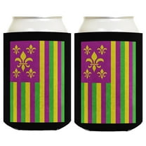 Green Gold Party Decor Fleur-de-lis Mardi Gras American Flag 2-Pack Can Drink Thermocoolers