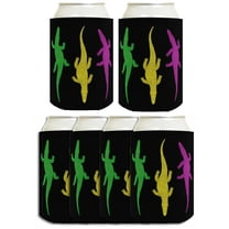 Green Gold Party Decor Mardi Gras Green Gold Purple Alligators 6-Pack Can Drink Sleeves