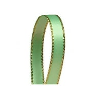 Green Gold Ribbon | Mint Satin Ribbon | Mint Green Gold Edge Satin Ribbon - 3/8in. x 50 Yards pm57520368