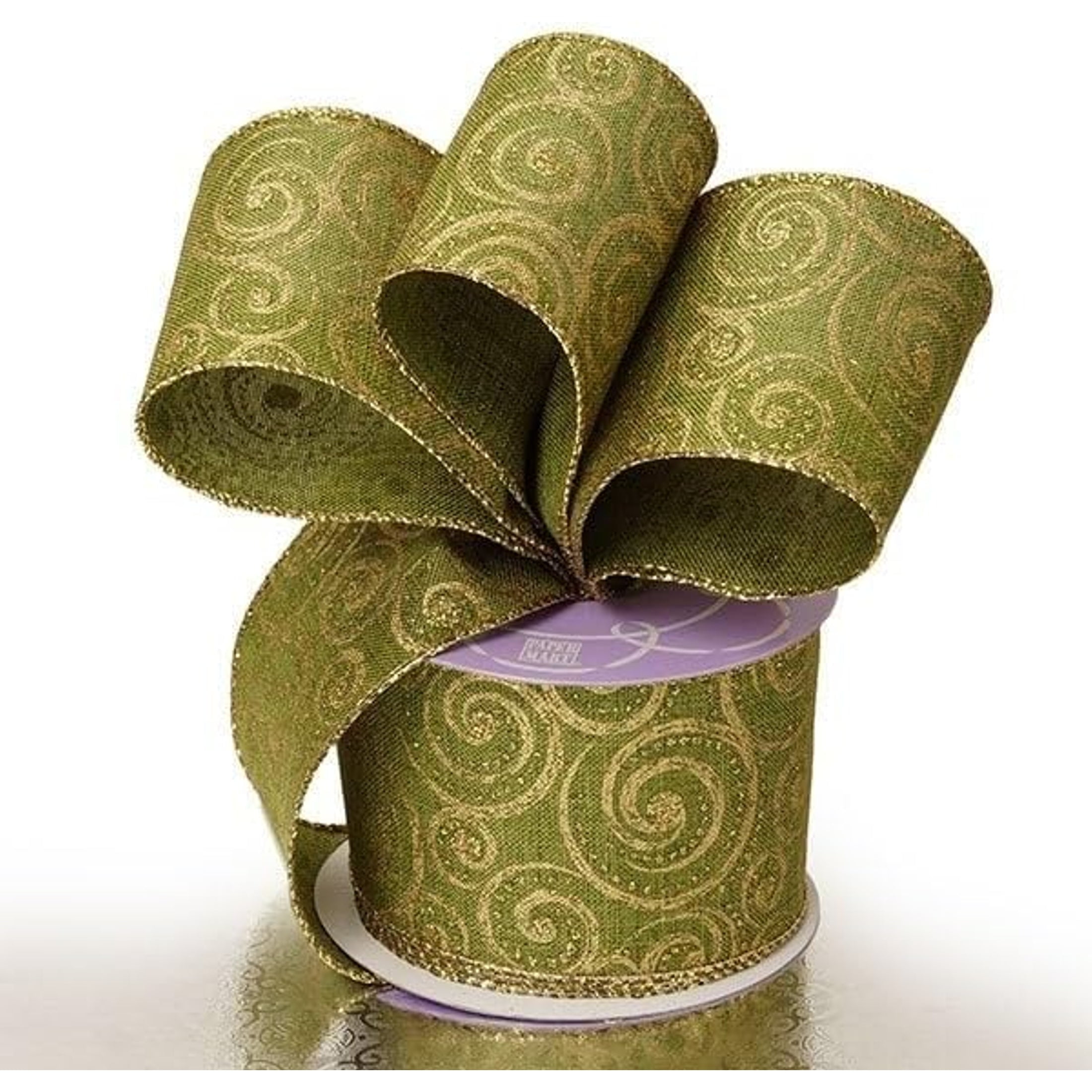 Green/Gold Stormy Night Christmas Wired Ribbon - 2 1/2 Inches Wide X 10 Yards (56152869)