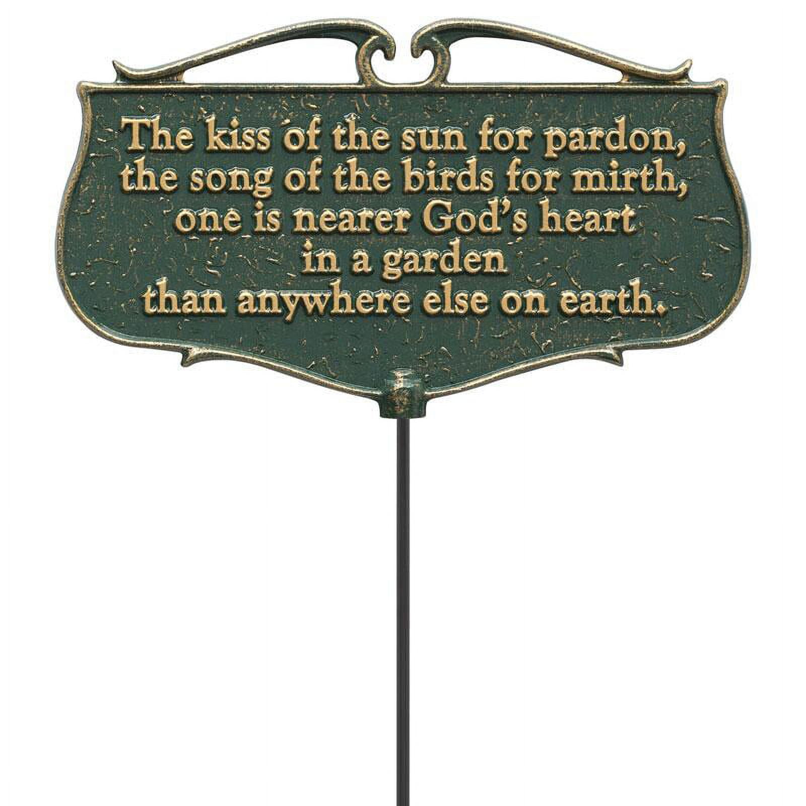 Green and Gold Cast Aluminum Garden Poem Sign with Stake