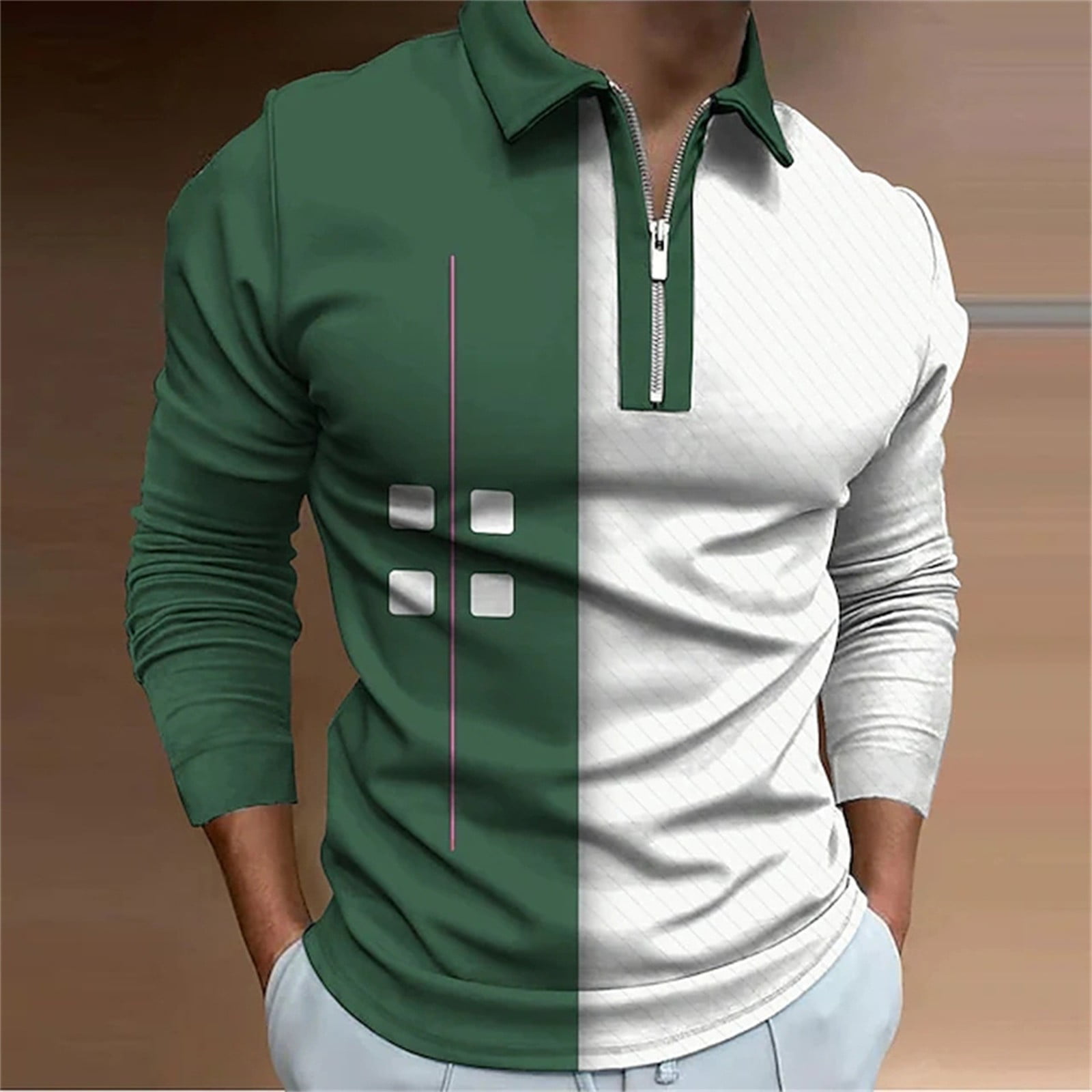dtydtpe polo shirts for men casual zipper shirt turn down collar stripe polos  shirt formal shirt mens long sleeve tops polo shirts for men 