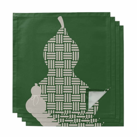 Green Gourd Cloth Napkins, Modern Abstract Art Geometric Washable and Reusable Dinner Napkins Set of 4, Table Napkin for Kitchen Party Birthday Wedding Hotel Housewarming 20"x20"
