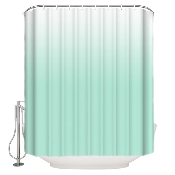 Green Gradient Art on White Shower Curtain for Bathroom, Summer Style Waterproof Shower Curtains Washable Quick Dry with Hooks Bathtub Curtains 72x72 IN