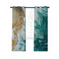 thumbnail image 1 of Green Gradient Blackout Curtains for Bedroom Living Room, Ocean Wave Beach Abstract Modern Art 63 In Long Thermal Insulated Room Darkening Drapes Grommet Window Treatments, 42 x 63 In, 1 of 9