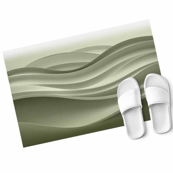 Green Gradient Door Mat Fluid Wave Art Non Slip Absorbent Entrance Mat Washable Low Profile Indoor Doormat for Front Door Entryway Entry 16"x24"