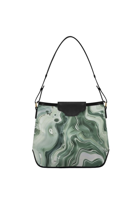 Green Gradient Marble Women's Tote Bag Convertible Handbags Hobo Shoulder Bag with Zipper Magnetic Snap