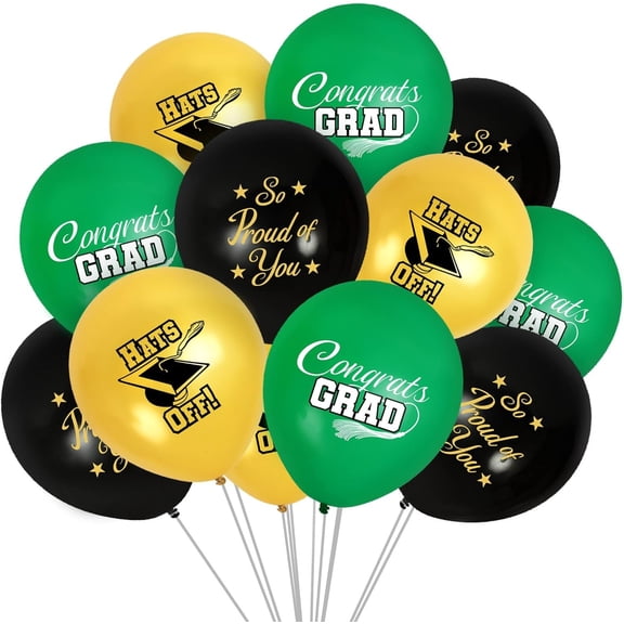Green Graduation Balloon Bouquet 24 Pack - Green Graduation Party Supplies