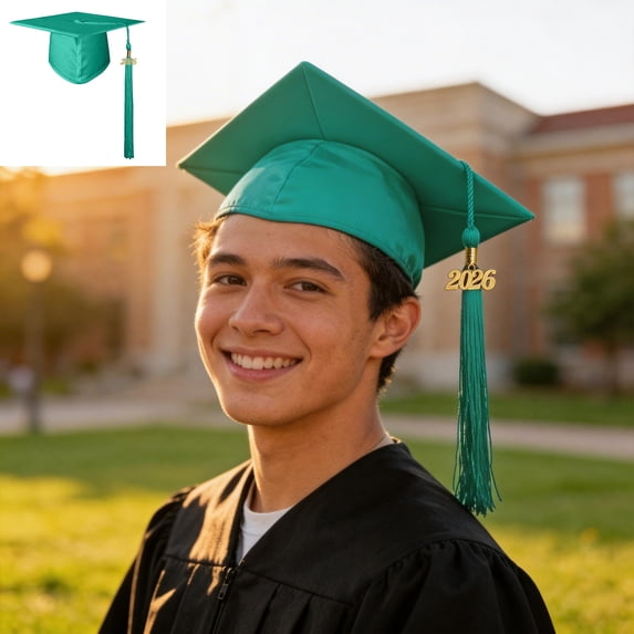 Green Graduation Hats with Tassel Unisex Adult Graduation Cap Class of 2026 Decorations Graduation Dresses for Women