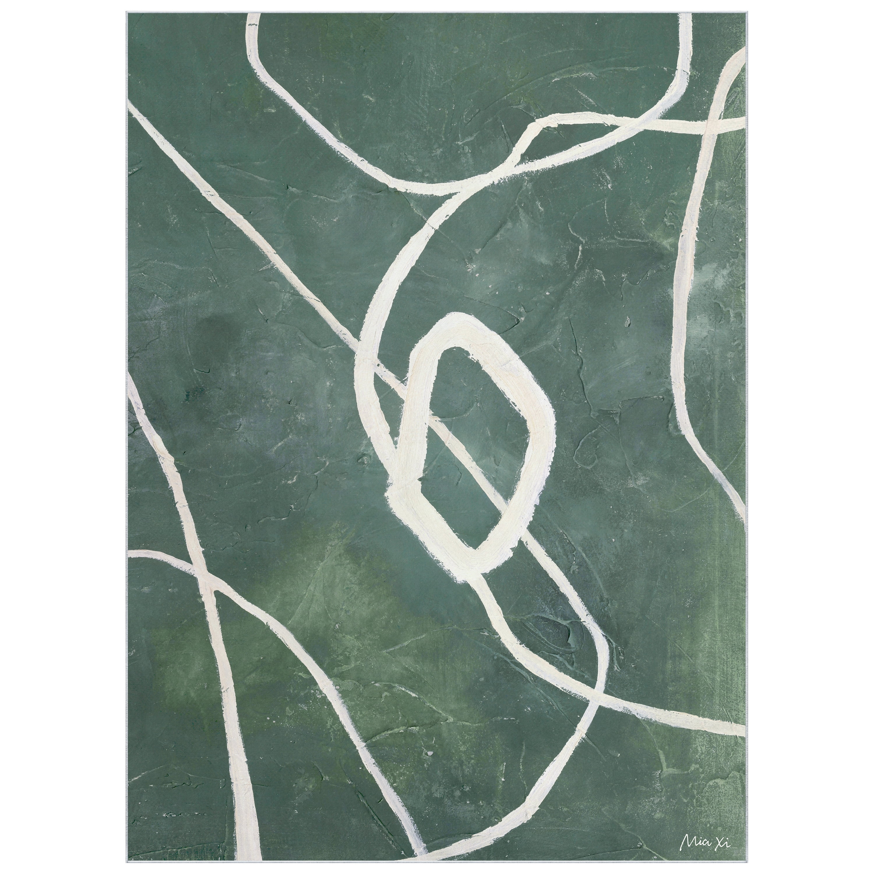 Green Grafica Washable Abstract Art Area Rug size 8'x10', Power-loomed, Heavenly Softness with Non-Slipping Backing