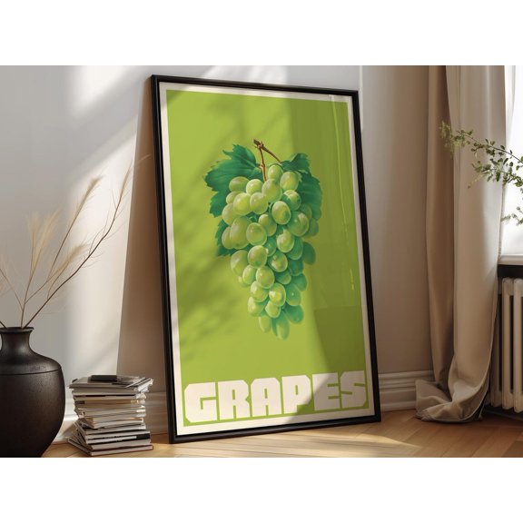 Green Grapes Retro Kitchen Wall Art Decor Unframed Paper Print