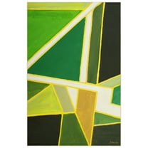 Green Graphics Washable Geometric Art Area Rug size 5'x8'