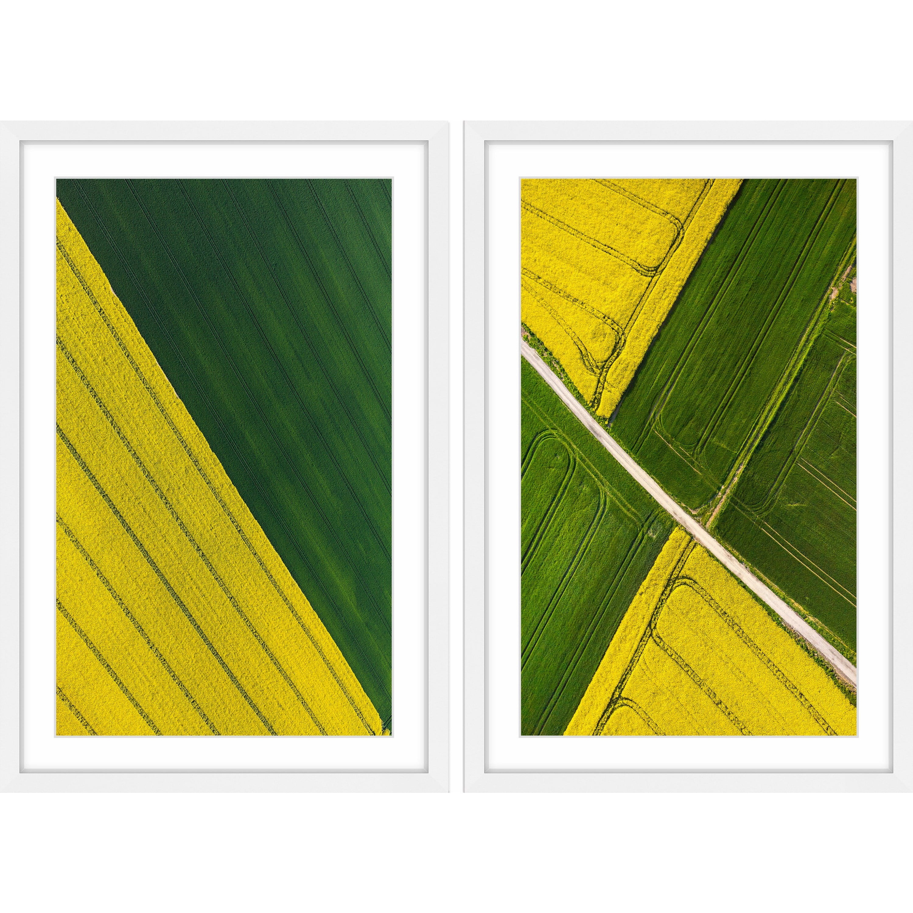Green and Yellow Landscape Canvas Print Diptych