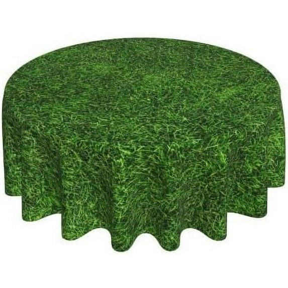 Green Grass Field Funny Waterproof Picnic Patio Party Round Table Cloth Cover Decorations Fabric 60 Inch Circular Tablecloth for 20-47 Inch Home Dining Room Kitchen Decor