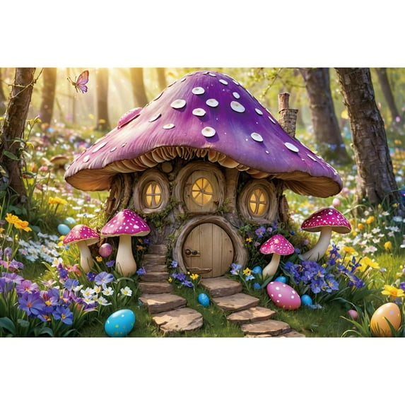 202 Easter Photography Backdrop Enchanted Forest Fairy Spring Gard Mushroom Background Child Party rations