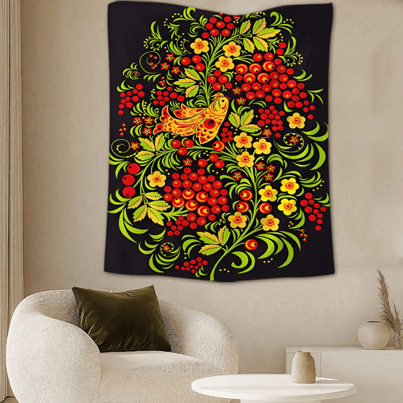 Green Grass Red Fruits Wall Tapestry 59.06 inches  51.18 inches - Home Decor for Living Room Bedroom - Stylish Wall Art for Any Room